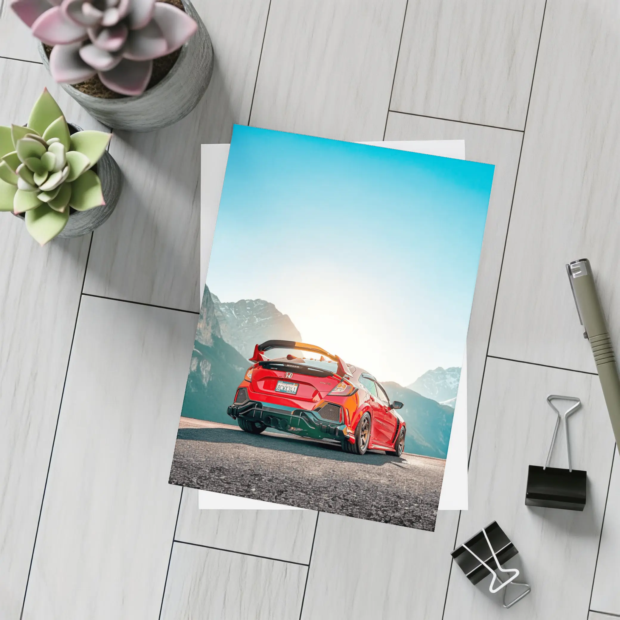 Honda Civic Type R Red Mountain Road – Postcards