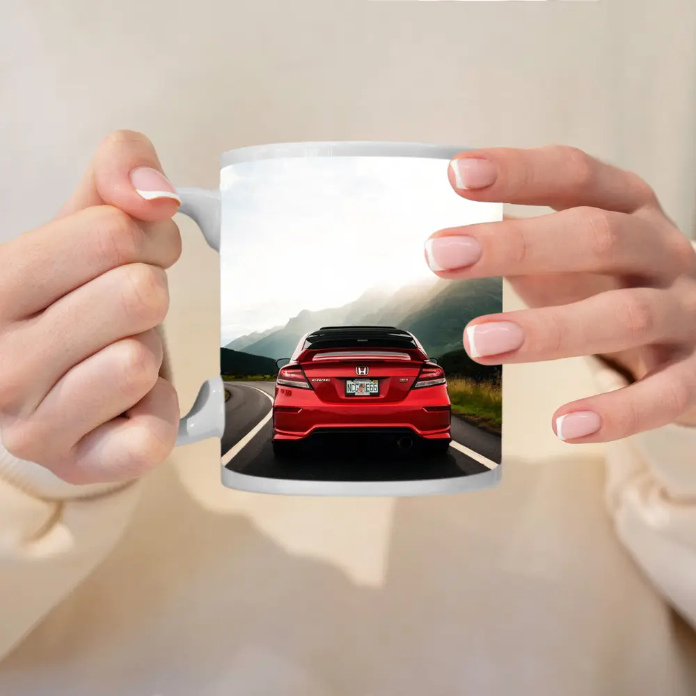 Red Honda Civic Si Mountain Road Drive – Mugs