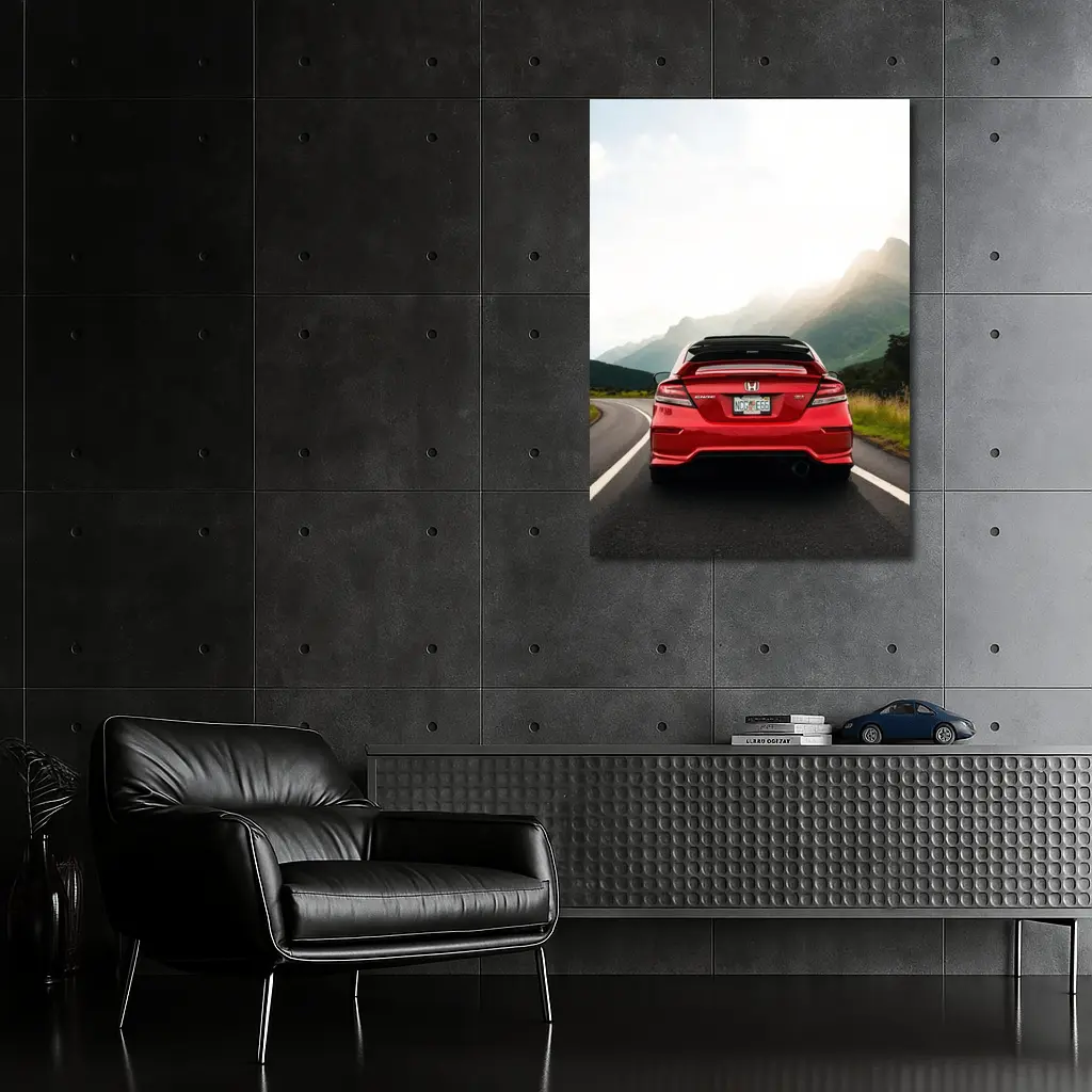 Red Honda Civic Si Mountain Road Drive – Wall Art