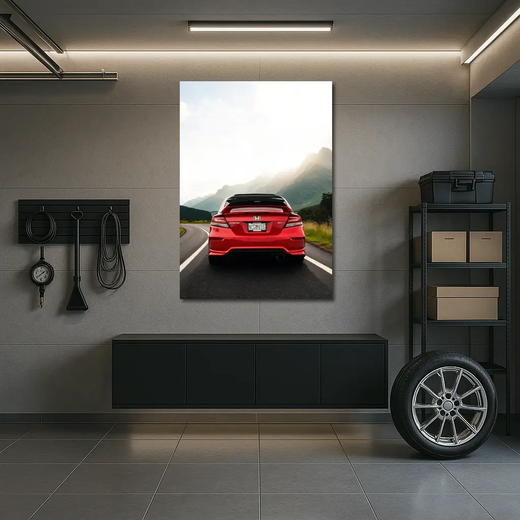 Red Honda Civic Si Mountain Road Drive – Wall Art