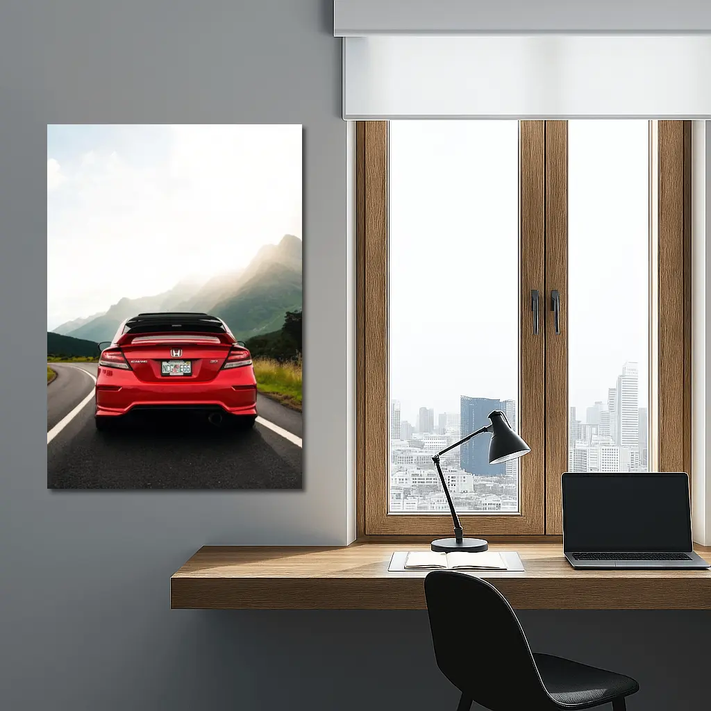 Red Honda Civic Si Mountain Road Drive – Wall Art