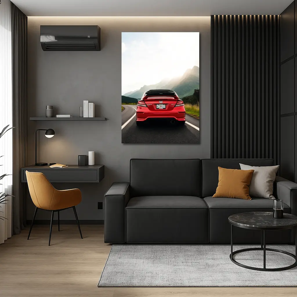 Red Honda Civic Si Mountain Road Drive – Wall Art