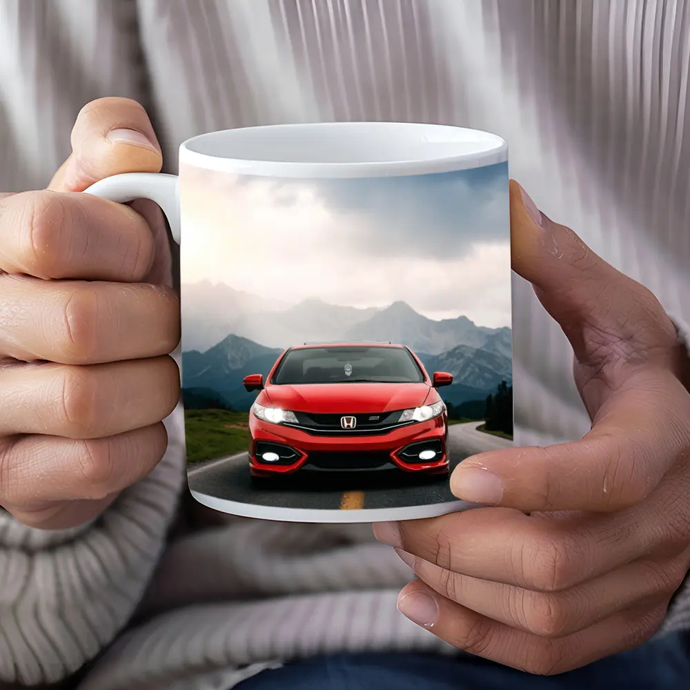 Red Honda Civic Si Mountain Road Drive – Mugs