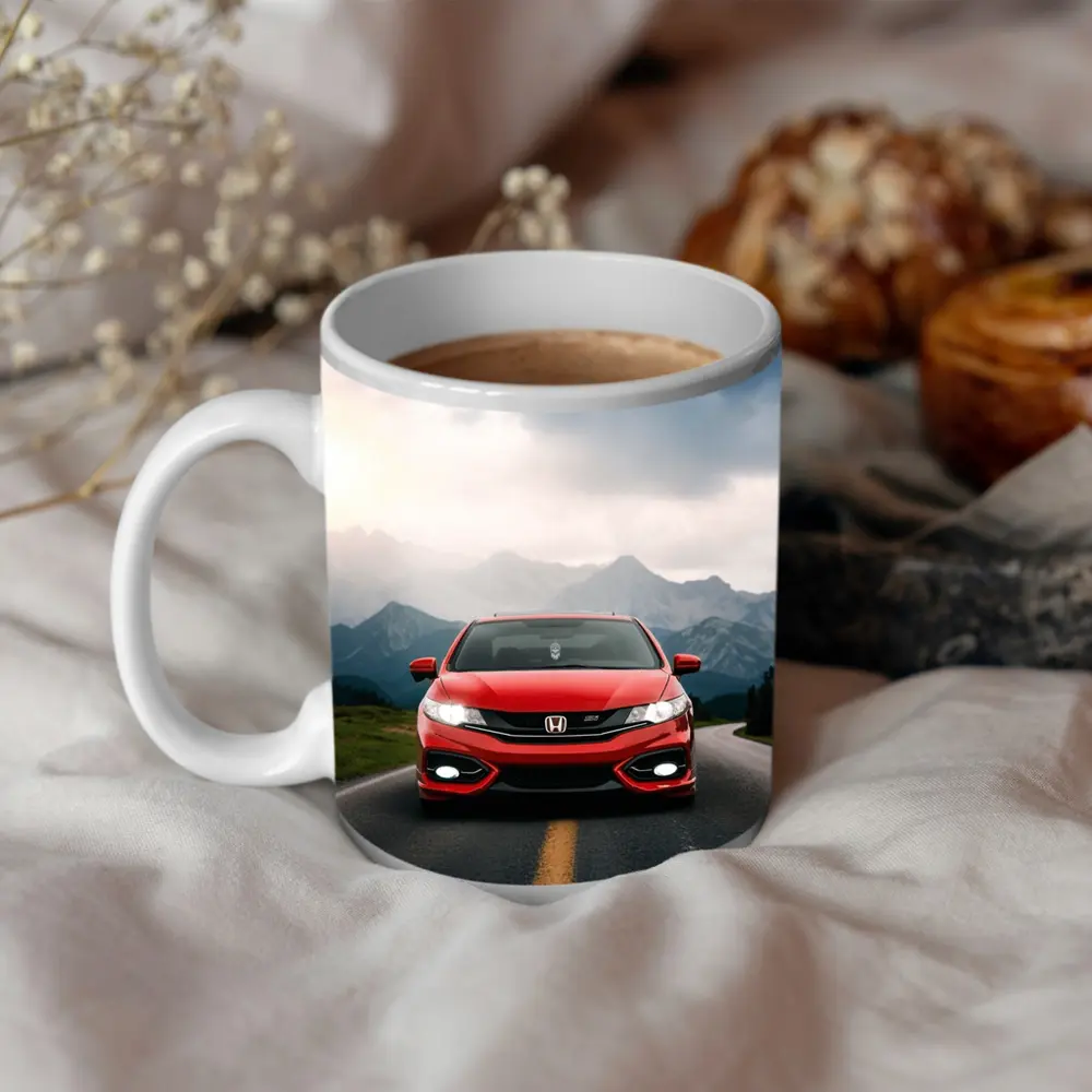 Red Honda Civic Si Mountain Road Drive – Mugs