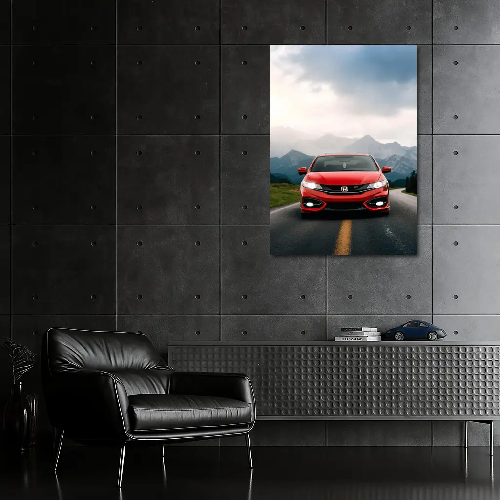 Red Honda Civic Si Mountain Road Drive – Wall Art