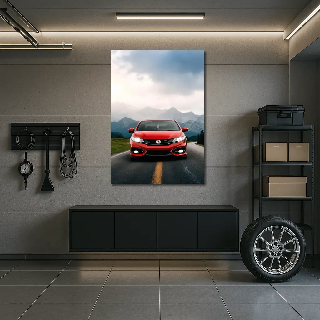 Red Honda Civic Si Mountain Road Drive – Wall Art