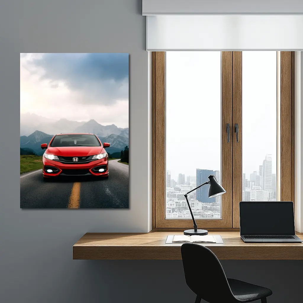 Red Honda Civic Si Mountain Road Drive – Wall Art