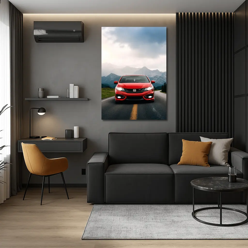Red Honda Civic Si Mountain Road Drive – Wall Art