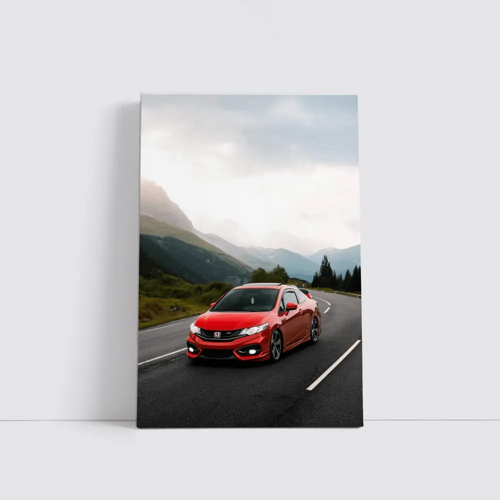 Red Honda Civic Si Mountain Road Drive – Wall Art