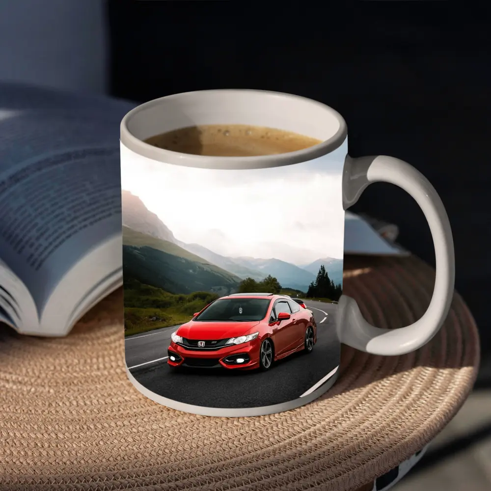 Red Honda Civic Si Mountain Road Drive – Mugs
