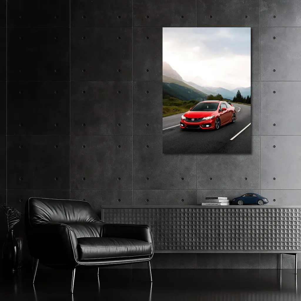 Red Honda Civic Si Mountain Road Drive – Wall Art