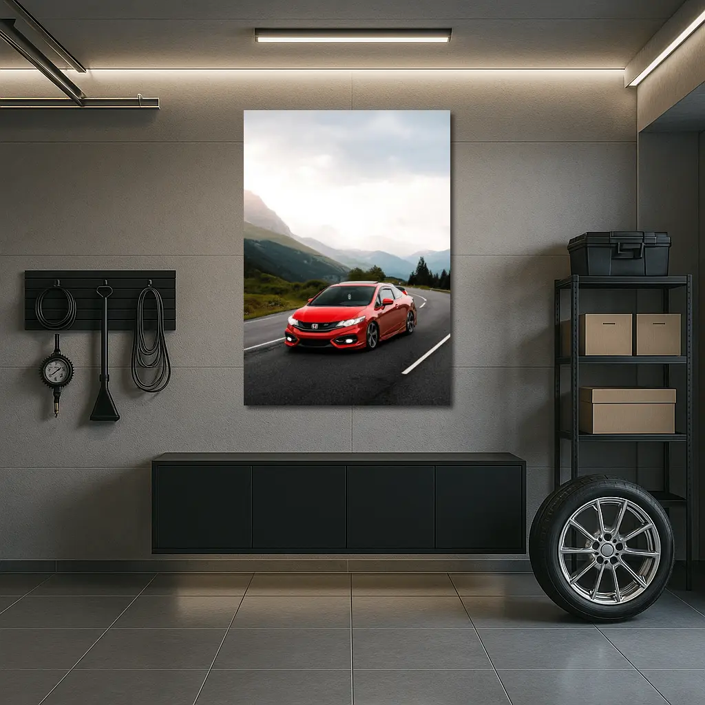 Red Honda Civic Si Mountain Road Drive – Wall Art