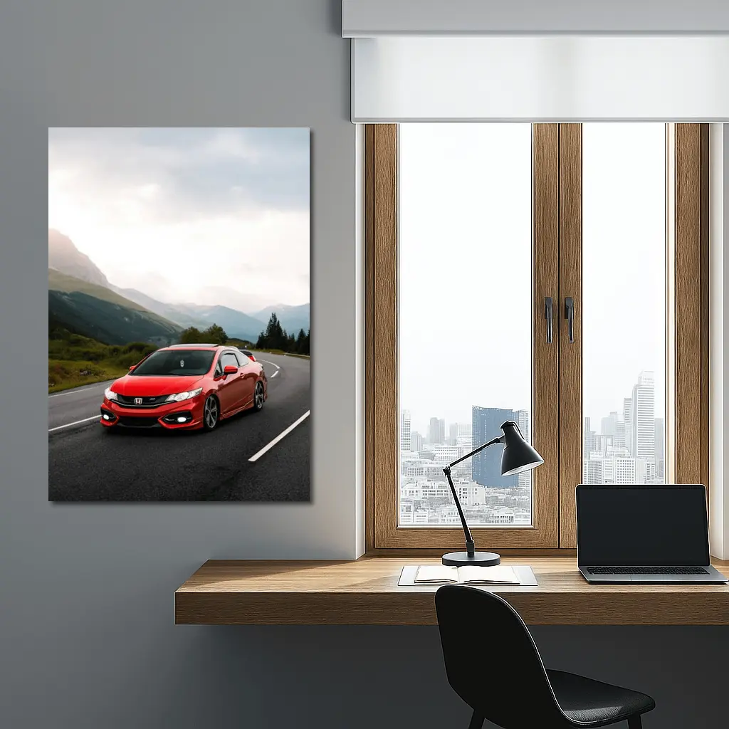 Red Honda Civic Si Mountain Road Drive – Wall Art