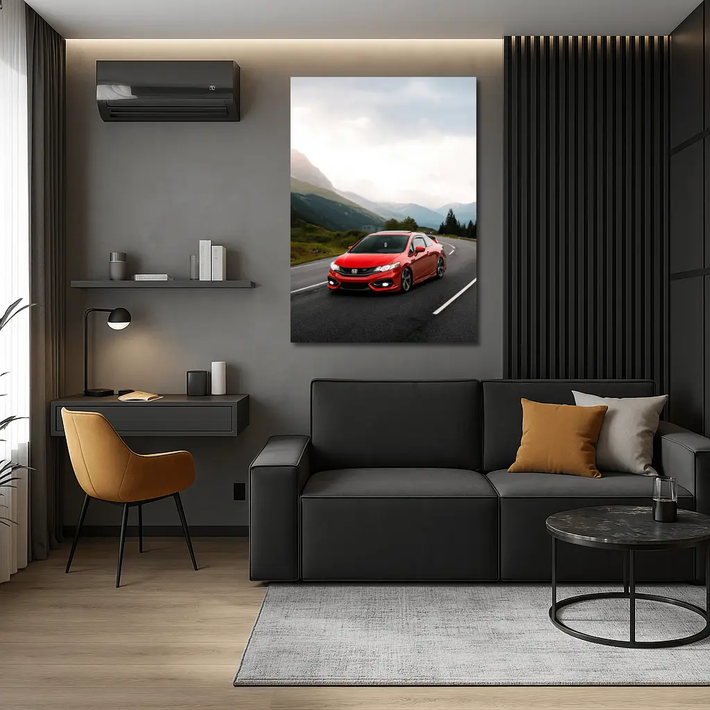 Red Honda Civic Si Mountain Road Drive – Wall Art