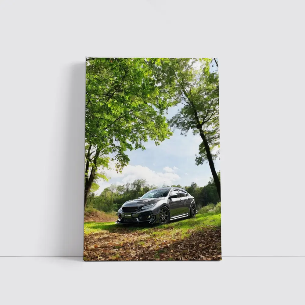 Honda Civic Dark Gray Forest Park Setting – Wall Art