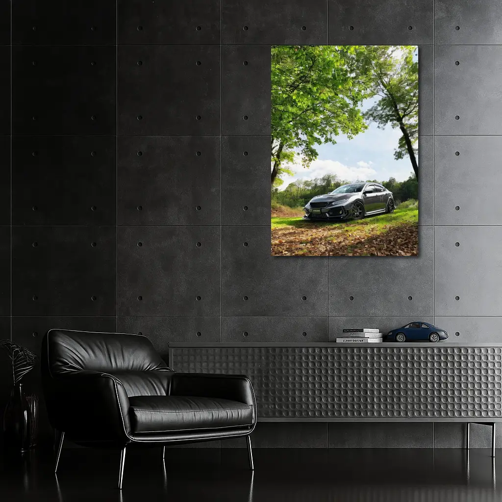 Honda Civic Dark Gray Forest Park Setting – Wall Art