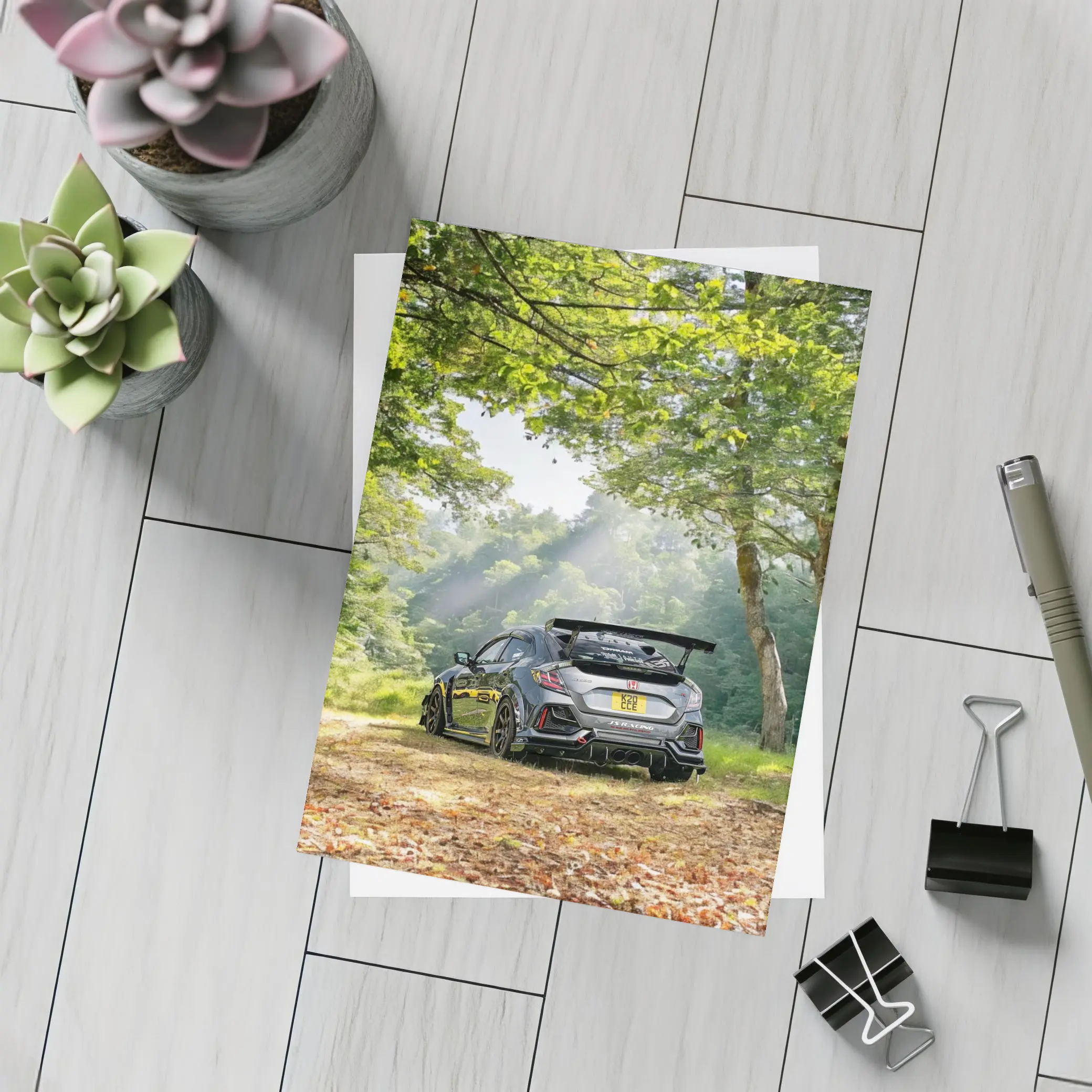 Honda Civic Type R Forest Road Scene – Postcards