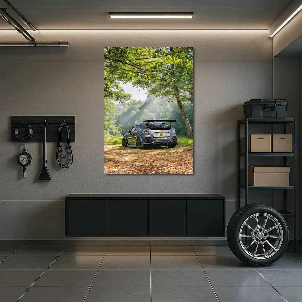 Honda Civic Type R Forest Road Scene – Wall Art