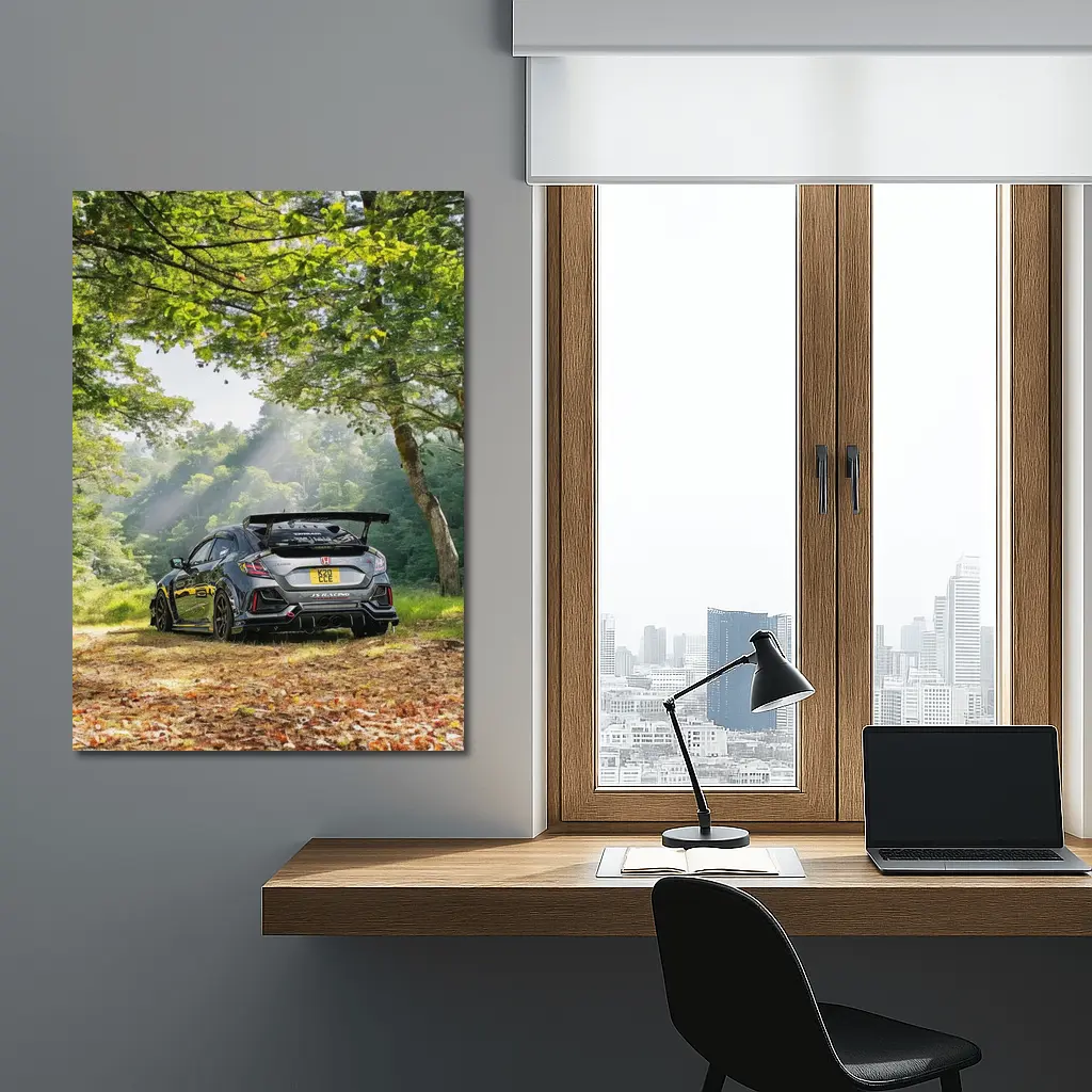 Honda Civic Type R Forest Road Scene – Wall Art
