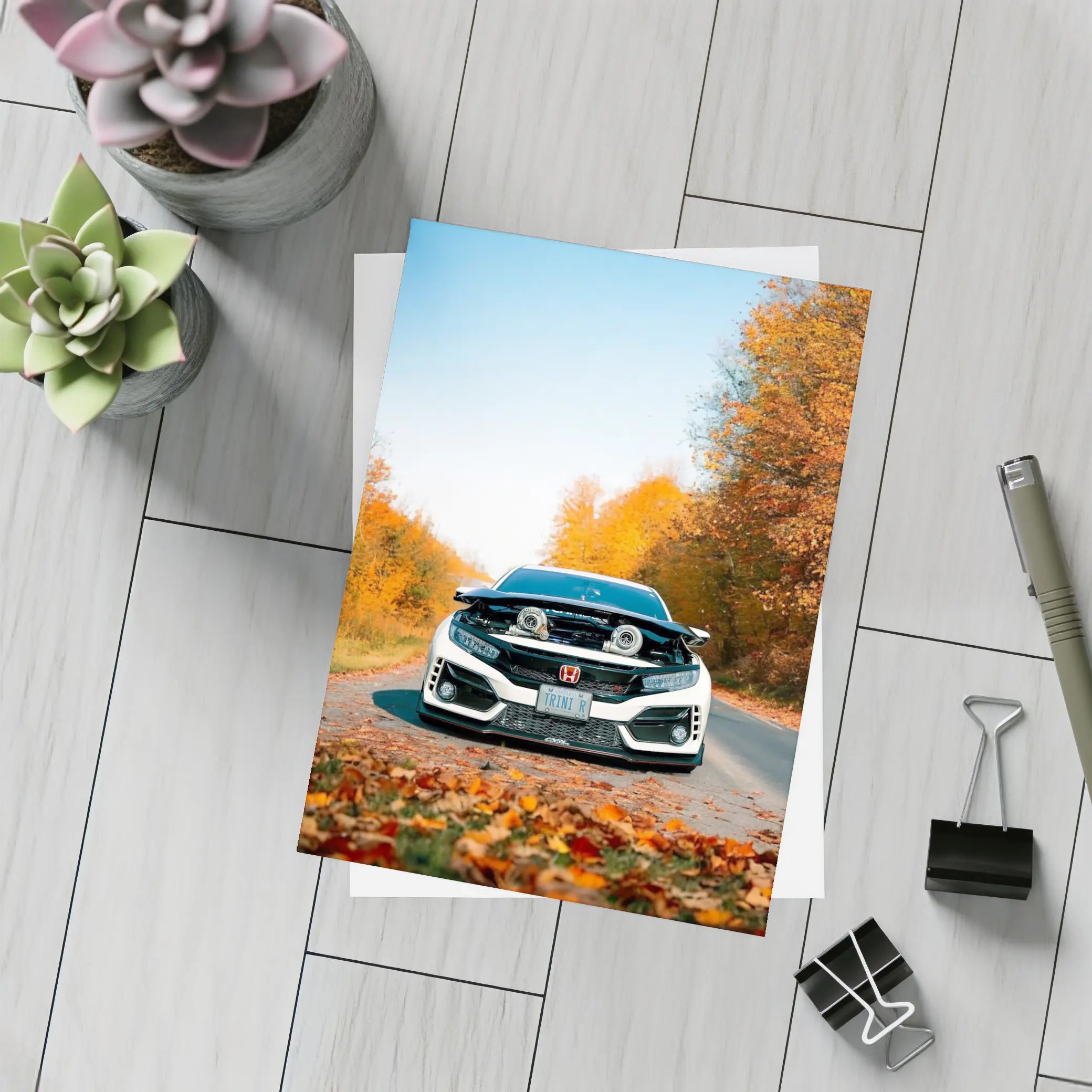 Honda Civic Type R Twin Turbo Autumn Road – Postcards