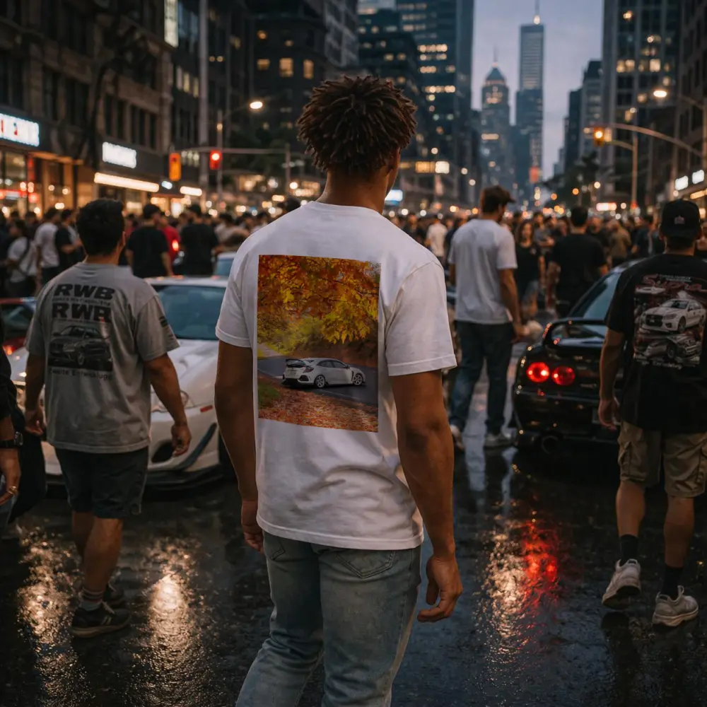 Honda Civic Type R White Autumn Road – T-Shirts