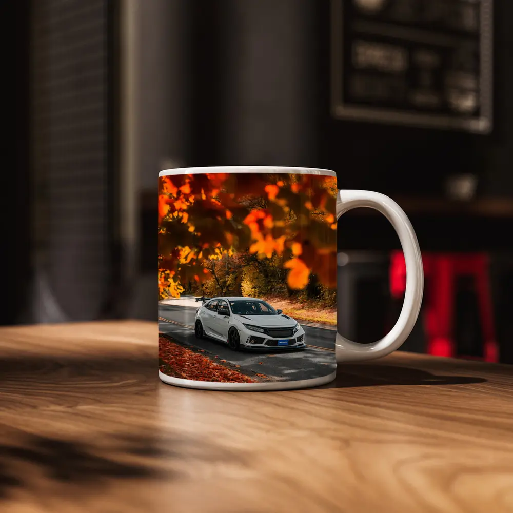 Honda Civic Type R White Autumn Road – Mugs