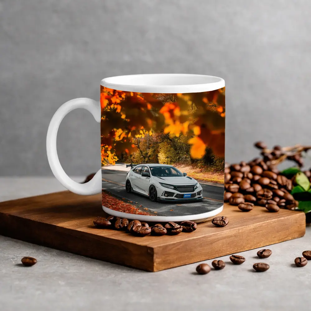 Honda Civic Type R White Autumn Road – Mugs