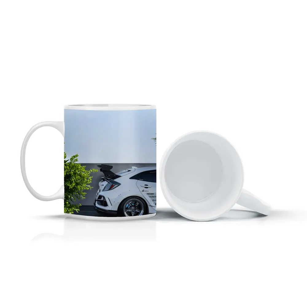 White Honda Civic Type R Rear View – Mugs