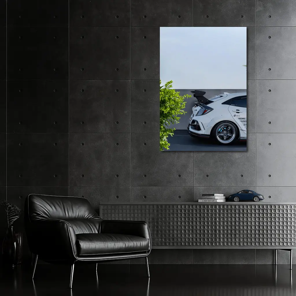White Honda Civic Type R Rear View – Wall Art