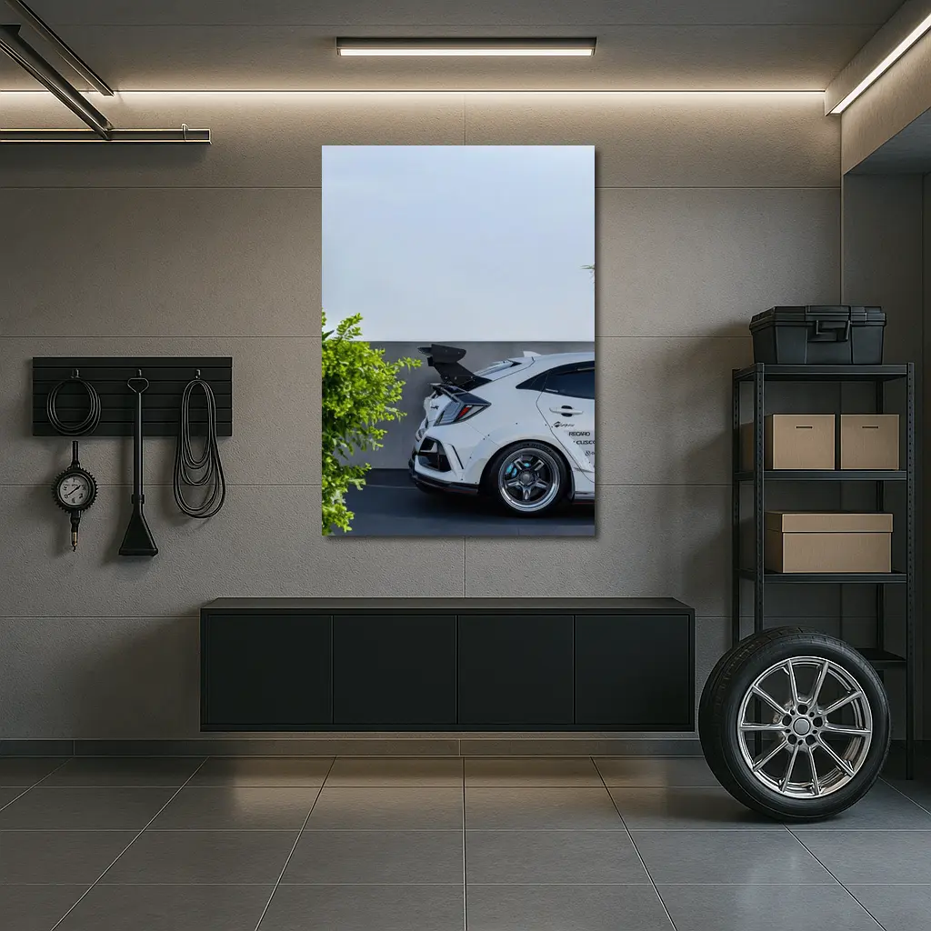 White Honda Civic Type R Rear View – Wall Art