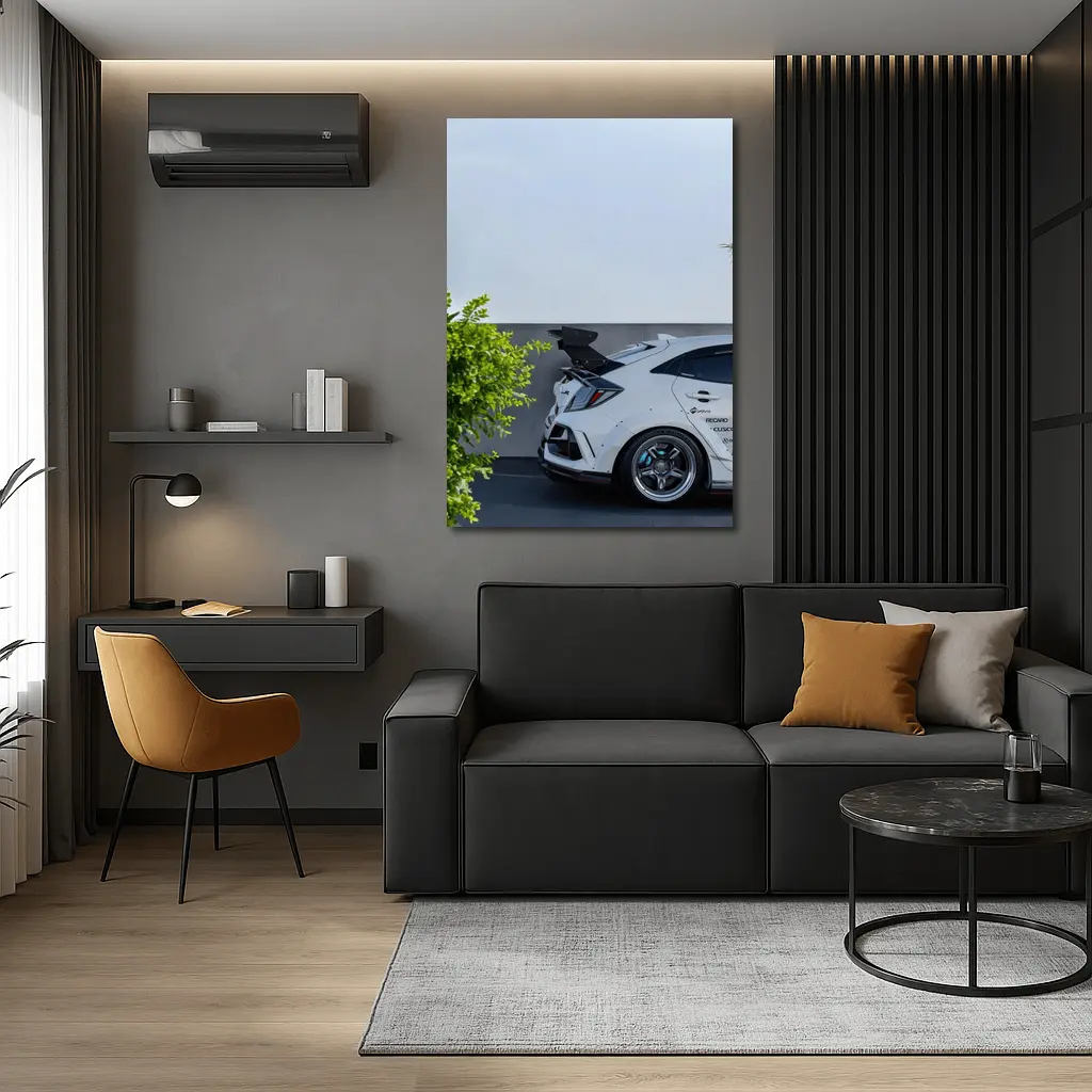 White Honda Civic Type R Rear View – Wall Art