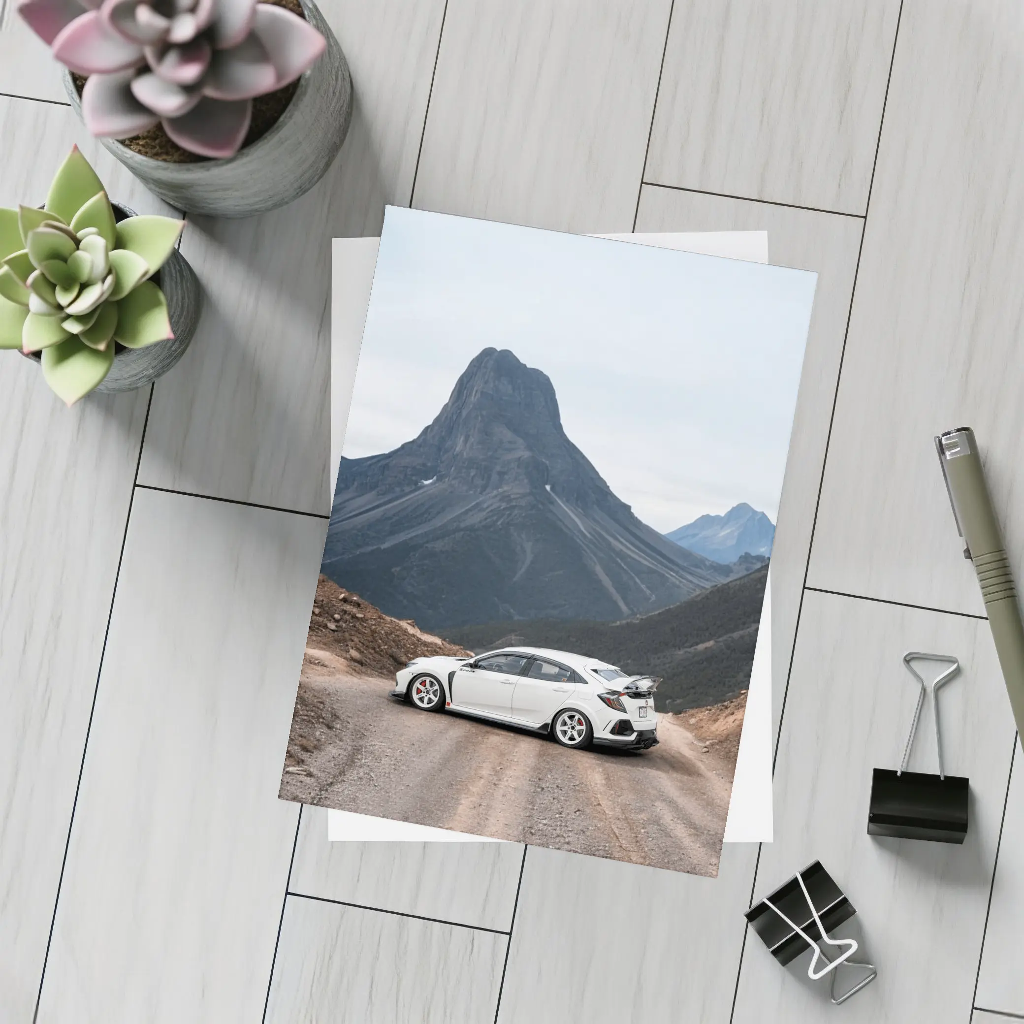 Honda Civic Type R Mountain Road White – Postcards