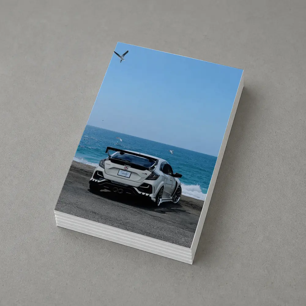 Honda Civic Type R White Ocean Background – Postcards