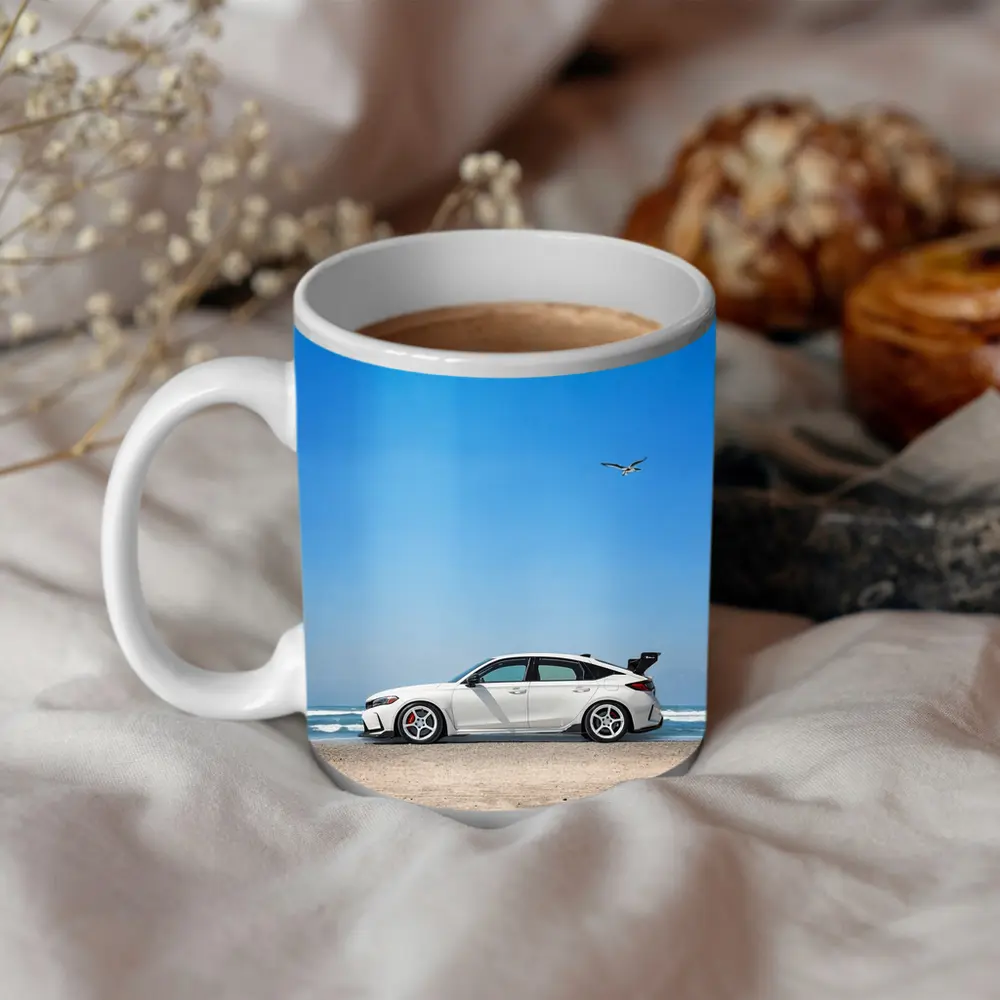 Honda Civic at Beach Blue Sky – Mugs