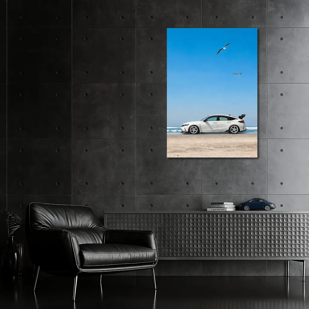 Honda Civic at Beach Blue Sky – Wall Art