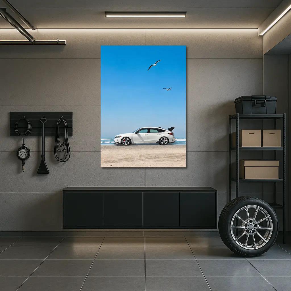 Honda Civic at Beach Blue Sky – Wall Art