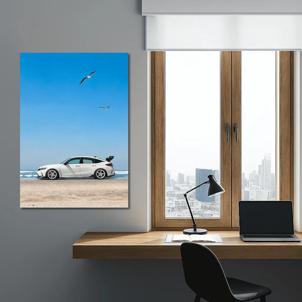 Honda Civic at Beach Blue Sky – Wall Art