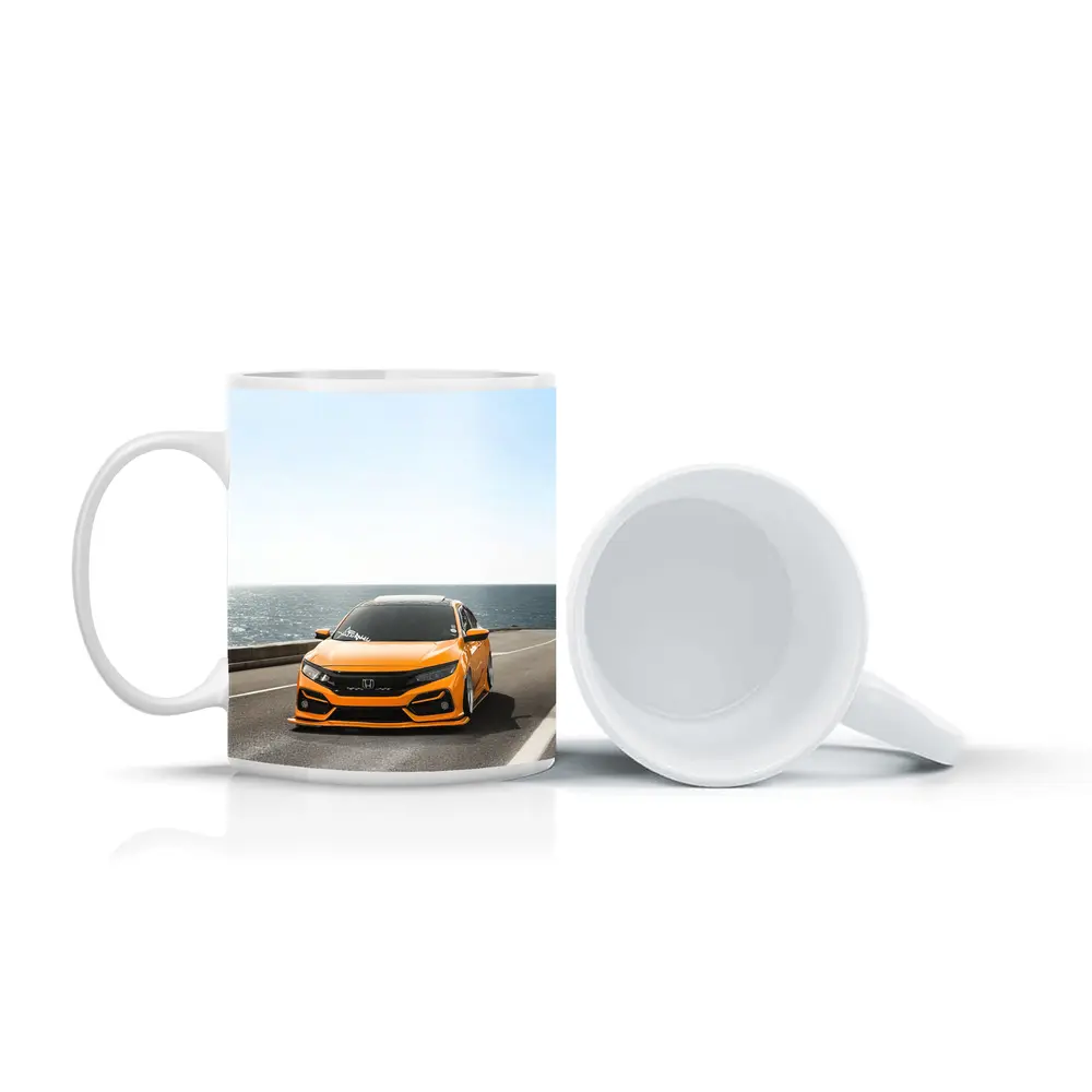 Honda Civic Orange Stance Coastal Road Drive – Mugs