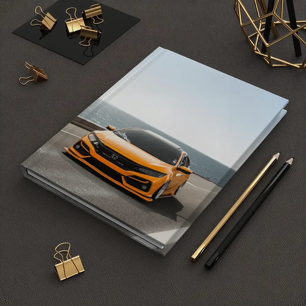 Honda Civic Orange Stance Coastal Road Drive – Notebooks