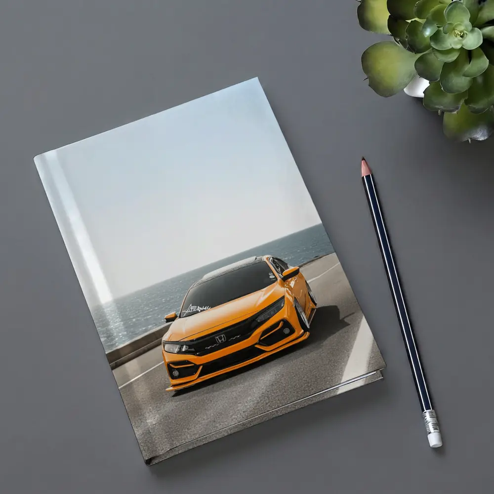 Honda Civic Orange Stance Coastal Road Drive – Notebooks