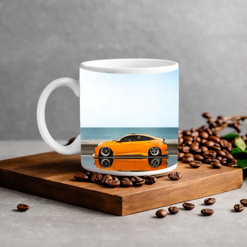 Honda Civic Coupe Slammed Orange Ocean Road – Mugs
