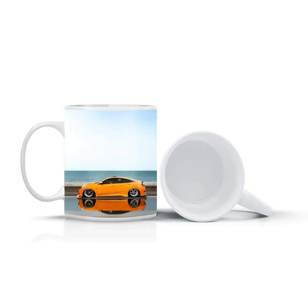 Honda Civic Coupe Slammed Orange Ocean Road – Mugs