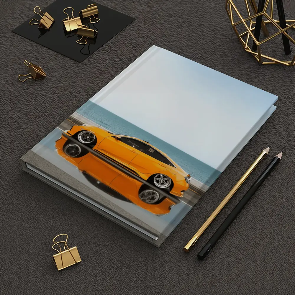 Honda Civic Coupe Slammed Orange Ocean Road – Notebooks