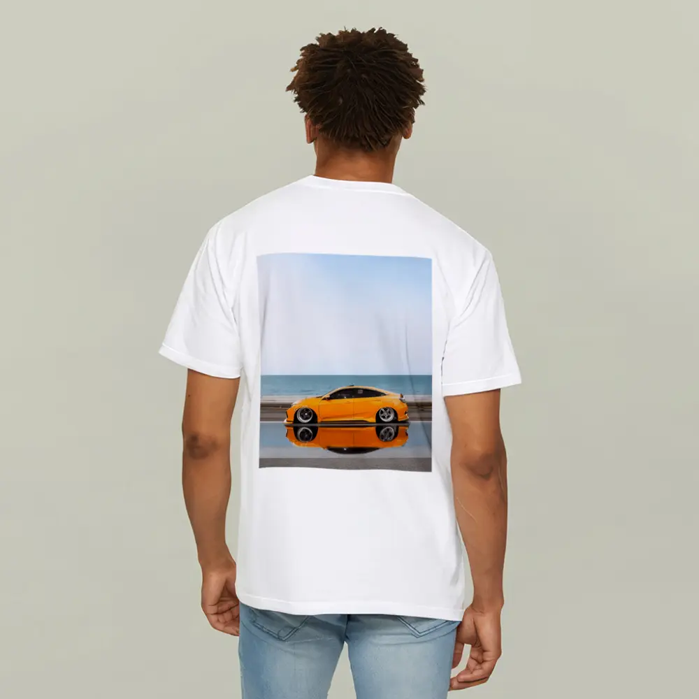 Honda Civic Coupe Slammed Orange Ocean Road – T-Shirts