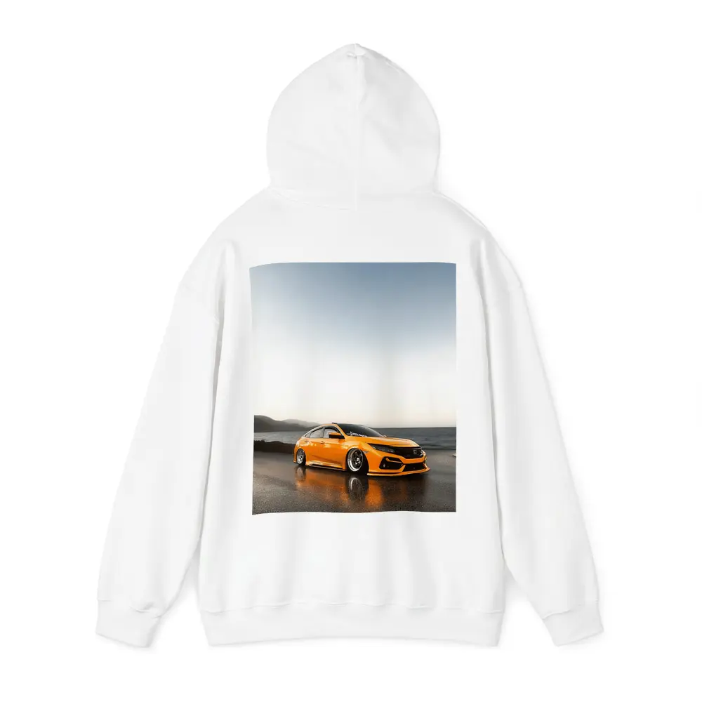 Honda Civic Stanced Orange Coastal Sunset Scene – Hoodies