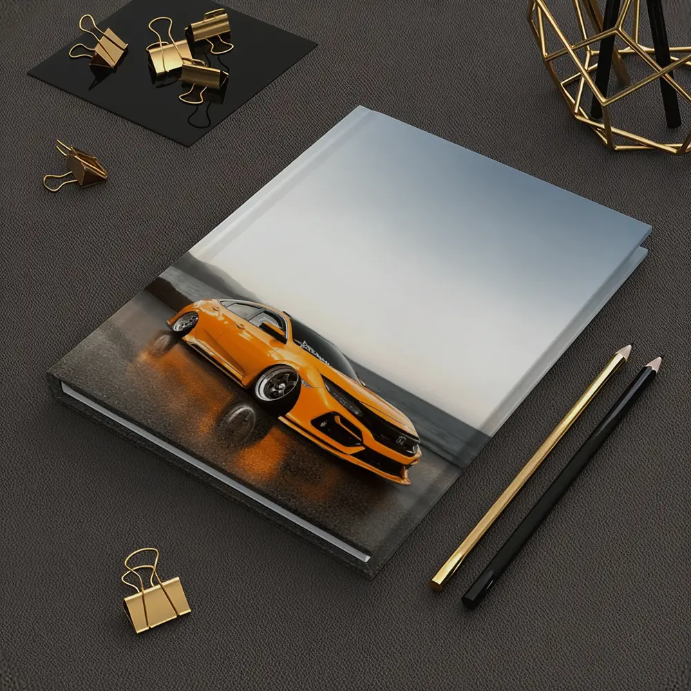Honda Civic Stanced Orange Coastal Sunset Scene – Notebooks