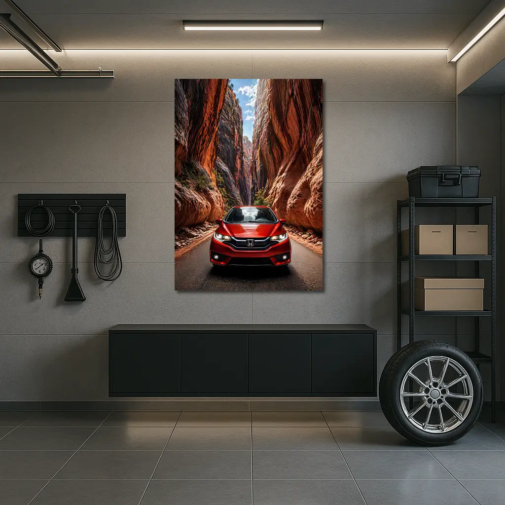 Honda Fit Red Canyon Road Drive – Wall Art
