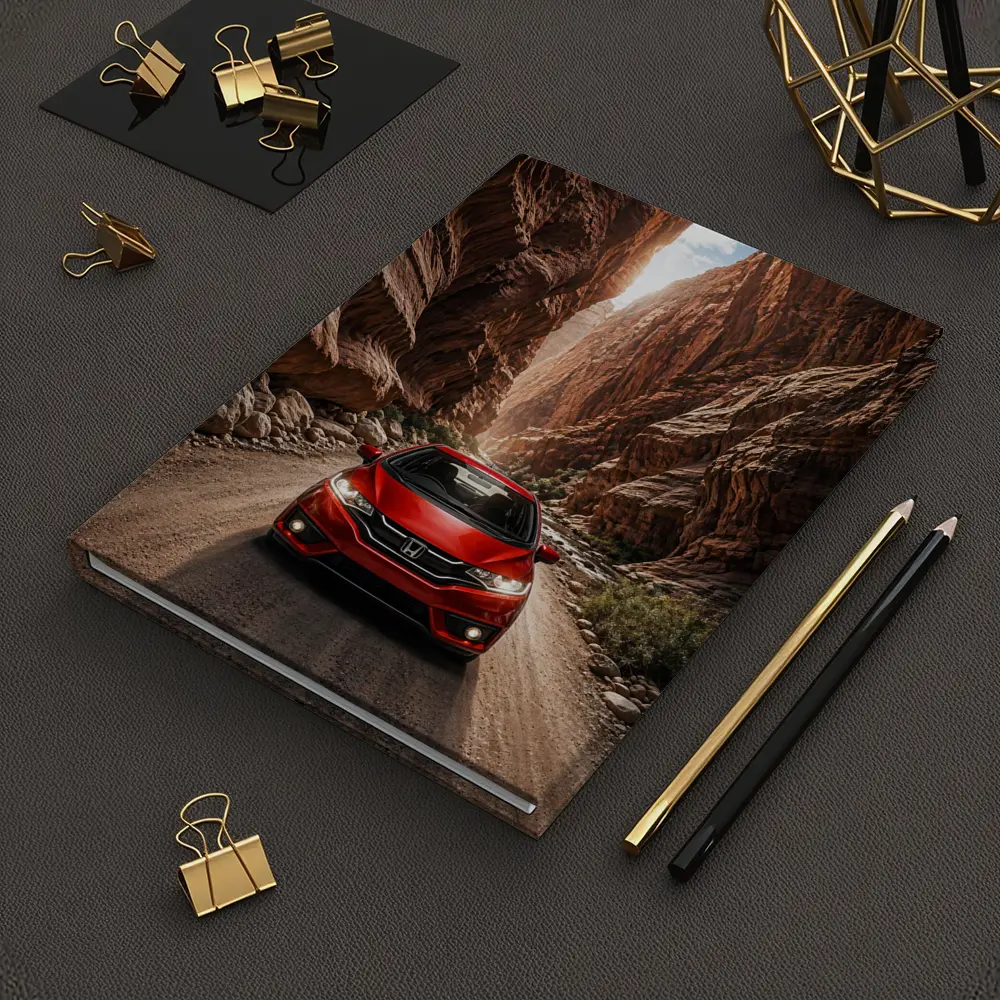 Honda Fit Red Car Canyon Road Drive – Notebooks