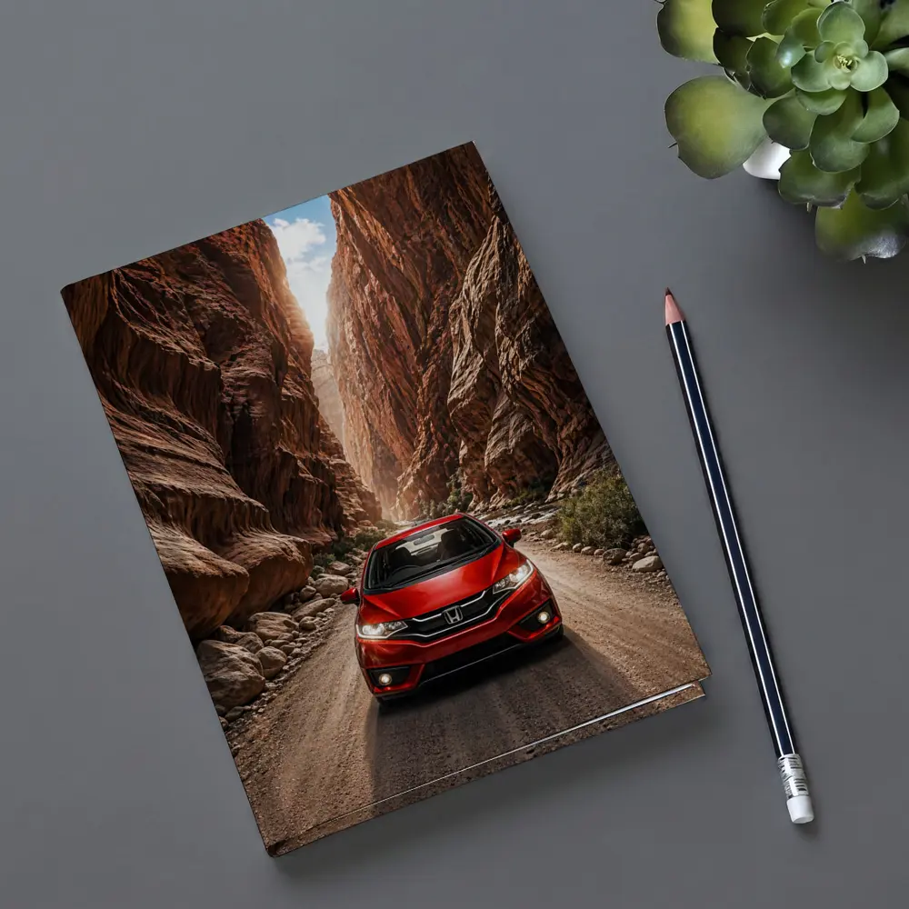 Honda Fit Red Car Canyon Road Drive – Notebooks