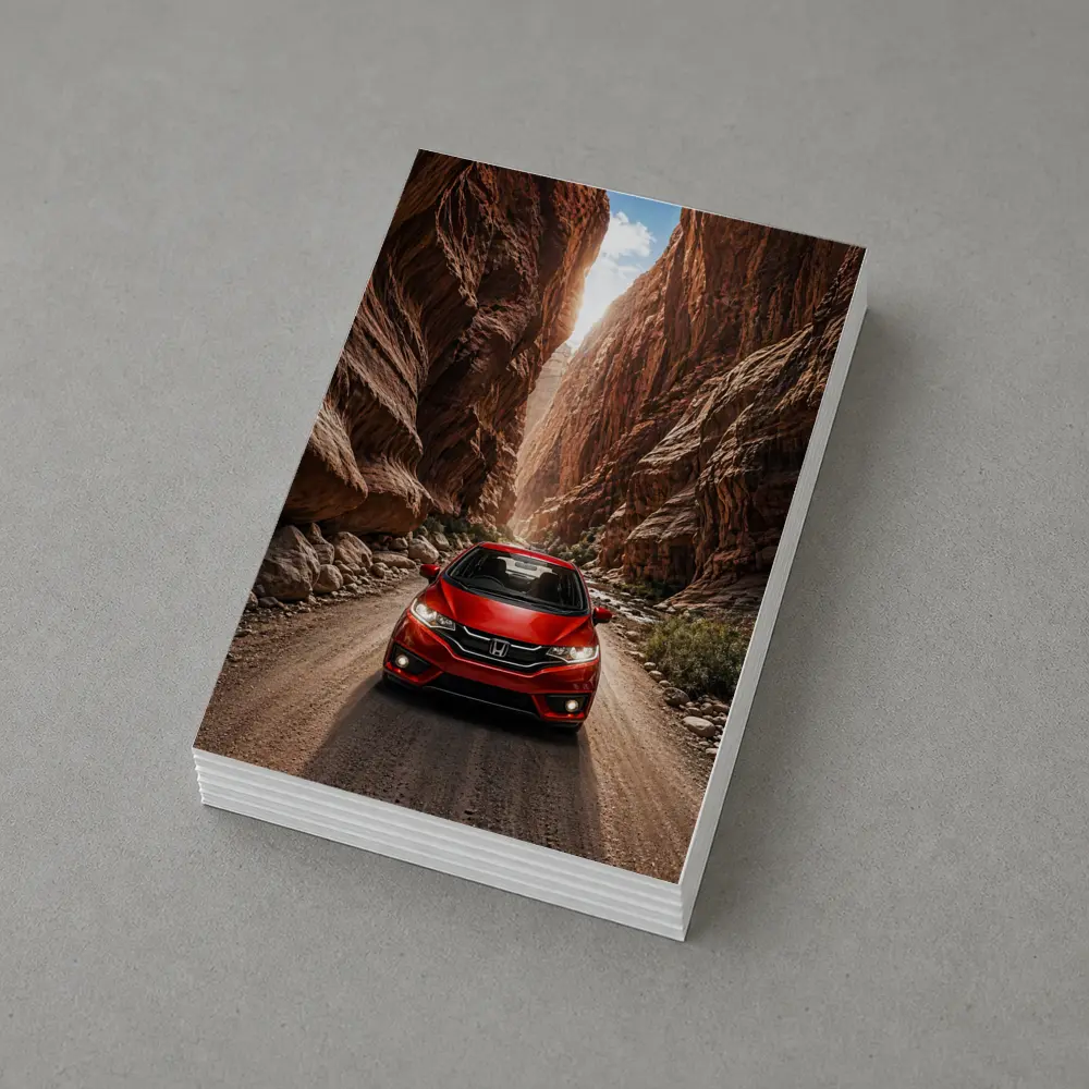 Honda Fit Red Car Canyon Road Drive – Postcards